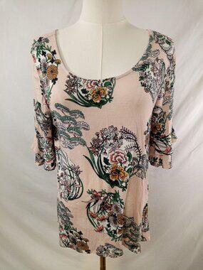 24/7 Women's Peach Short Sleeved Top Size Medium